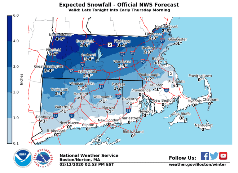 Tormenta traería varias pulgadas de nieve a Massachusetts