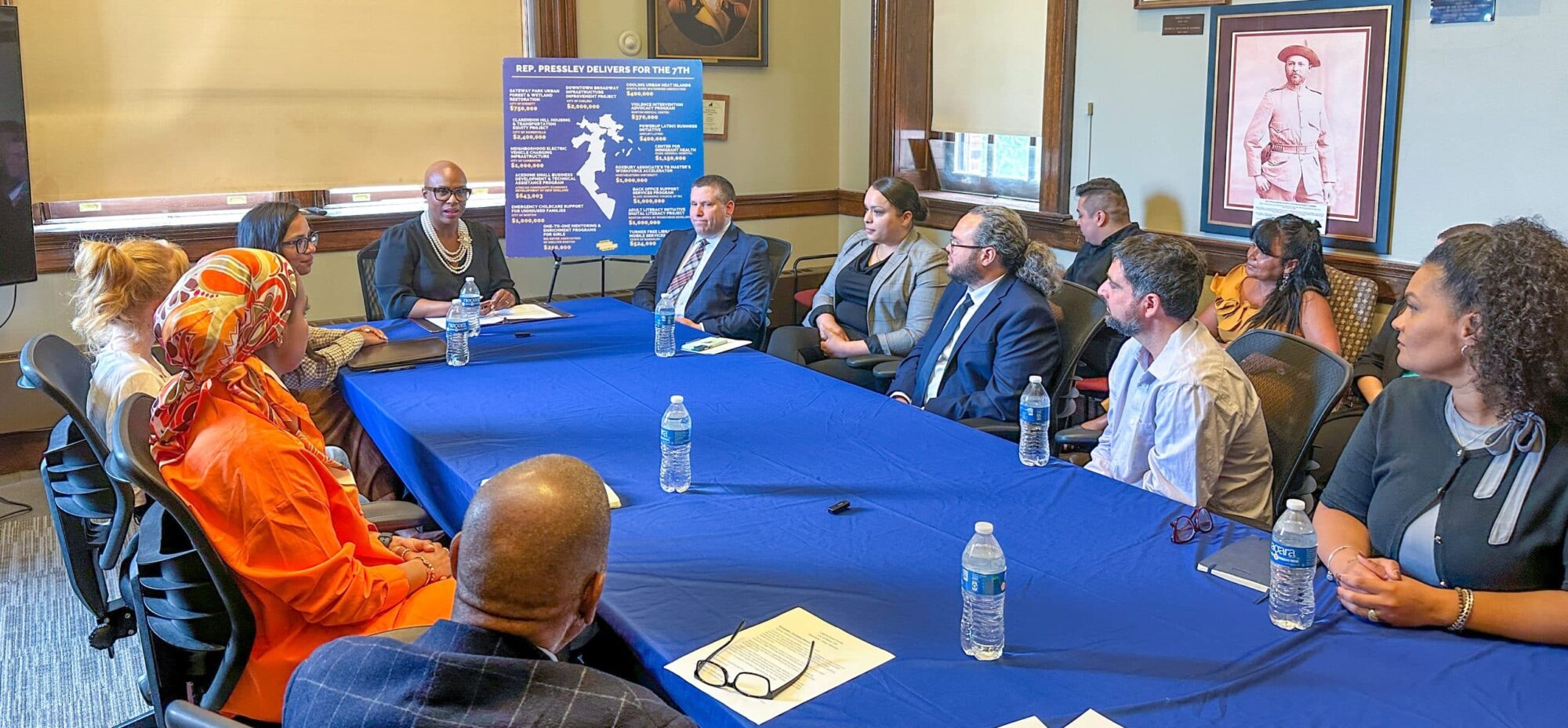 Community Roundtable: Rep. Pressley held a meeting with community leaders prior to the official announcement. 