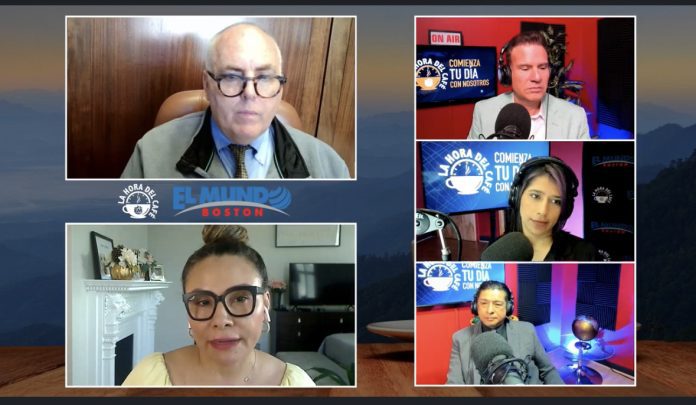 Boston City Councilor Ed Flynn (top left) appeared on the Spanish-language morning show “La Hora del Café” to address his recent Twitter post criticizing Councilor Lara and Arroyo.