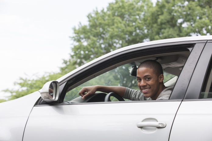 Man driving car