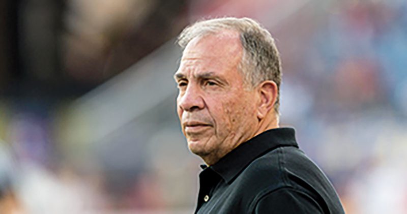 FOXBOROUGH, MA - JULY 3: New England Revolution coach Bruce Arena before a game between FC Cincinnati and New England Revolution at Gillette Stadium on July 3, 2022 in Foxborough, Massachusetts.