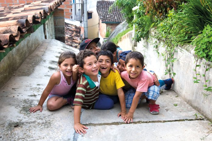 DJK801 Children on the street in Guatape, Colombia