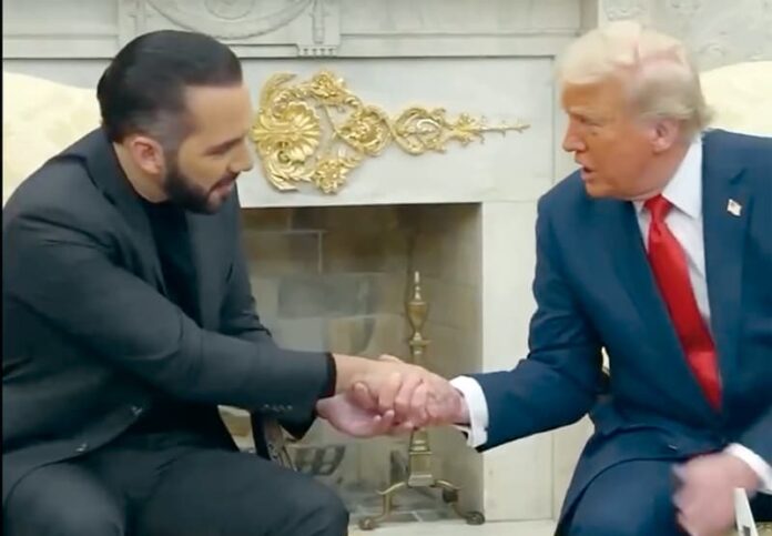 En un encuentro en la Oficina Oval de la Casa Blanca, en Washington D.C, el presidente Donald Trump llenó de elogios a su homólogo salvadoreño, Nayib Bukele