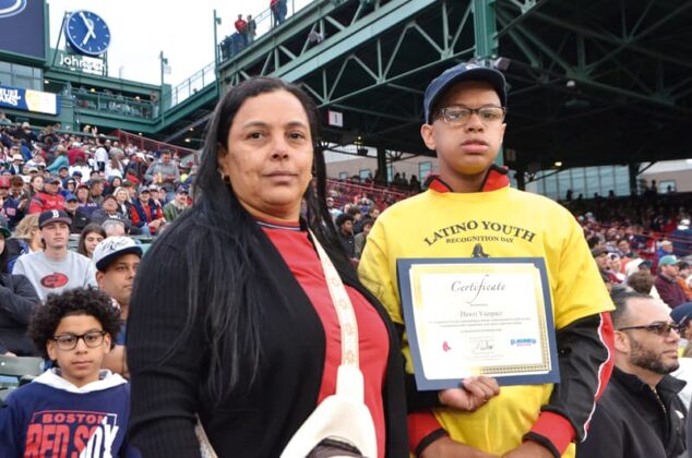 Monday, May 19th, 2025 - ¡Viva Lawrence! The Boston Red Sox and El Mundo Boston honored Lawrence middle school students with a pre-game ceremony. The academic all-stars were presented with Certificates of Recognition from Red Sox pitchers Liam Hendriks and Brennan Bernardino moments before the game vs the New York Mets at Fenway Park.