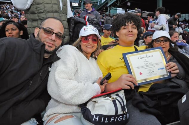 Monday, May 19th, 2025 - ¡Viva Lawrence! The Boston Red Sox and El Mundo Boston honored Lawrence middle school students with a pre-game ceremony. The academic all-stars were presented with Certificates of Recognition from Red Sox pitchers Liam Hendriks and Brennan Bernardino moments before the game vs the New York Mets at Fenway Park.
