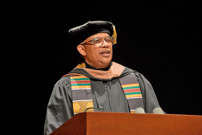 Urban College of Boston celebra 30 años de logros académicos 2 Lincoln Mali, CEO of Lesaka Technologies delivering commencement speech at Urban College of Boston’s 2026 commencement.