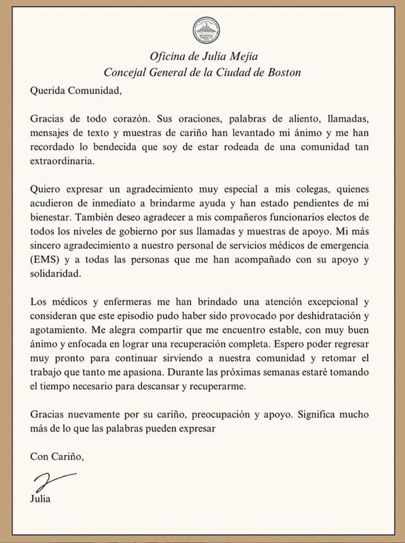 Carta de Julia Mejia
