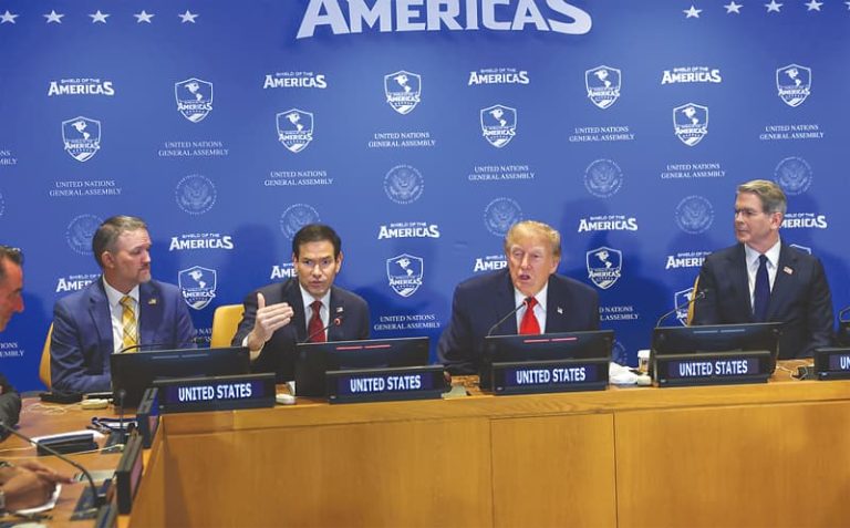 Secretario de Estado, Marco Rubio, habla en la Asamblea General de las Naciones Unidas con asistencia del presidente Trump.